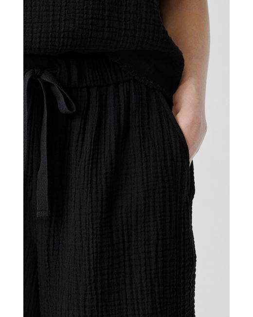 Eileen Fisher Black Organic Cotton Drawstring Shorts