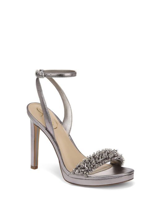 Sam Edelman Jade Rhinestone Ankle Strap Sandal in Metallic Lyst