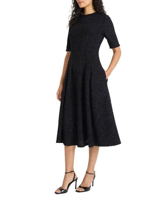 Maggy London Black Metallic Fit & Flare Midi Dress