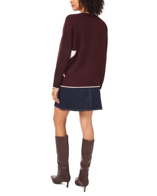 Vince Camuto Blue Star Detail Crewneck Sweater