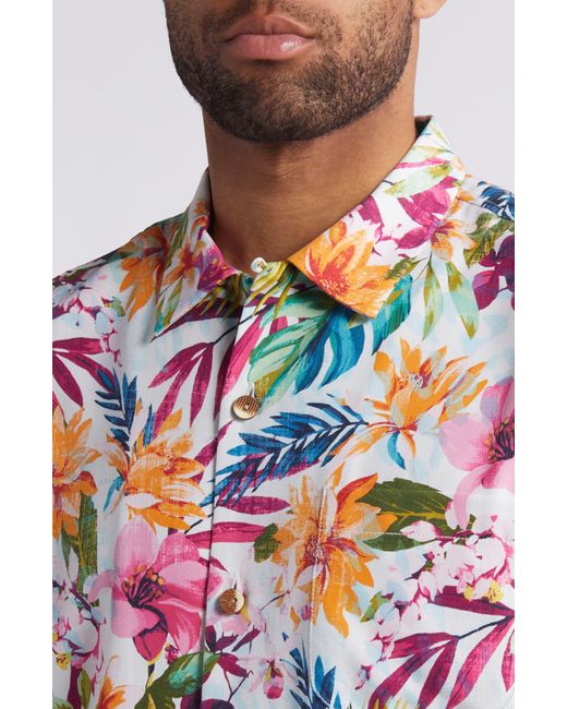 Tommy Bahama Multicolor Garden Of Hope & Courage Tropical Short Sleeve Performance Button-up Shirt for men