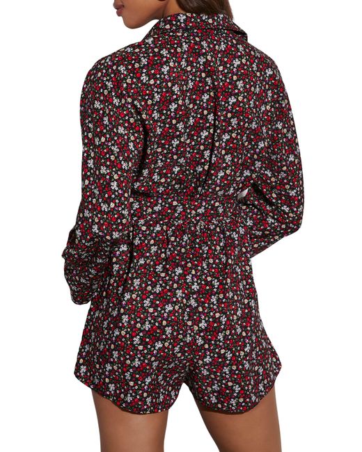 Vici Collection Red Angelina Floral Print Long Sleeve Romper