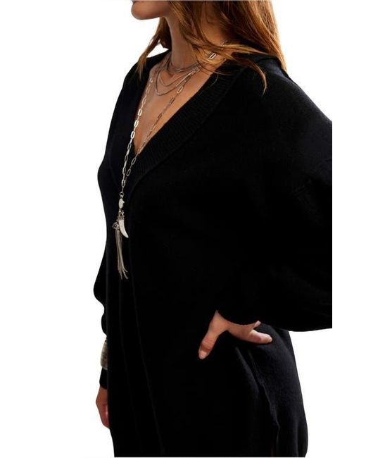 Free People Black Chelsea V-Neck Tunic Sweater