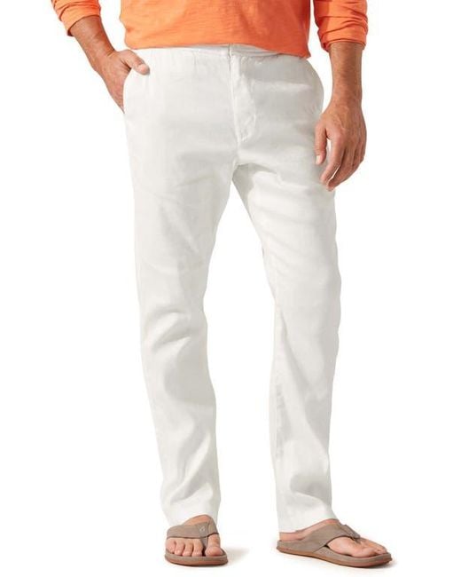 Tommy Bahama White Beach Coast Stretch Linen & Cotton Pants for men