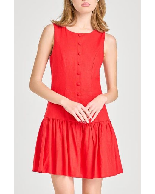Wayf Red Martini Linen Blend Minidress