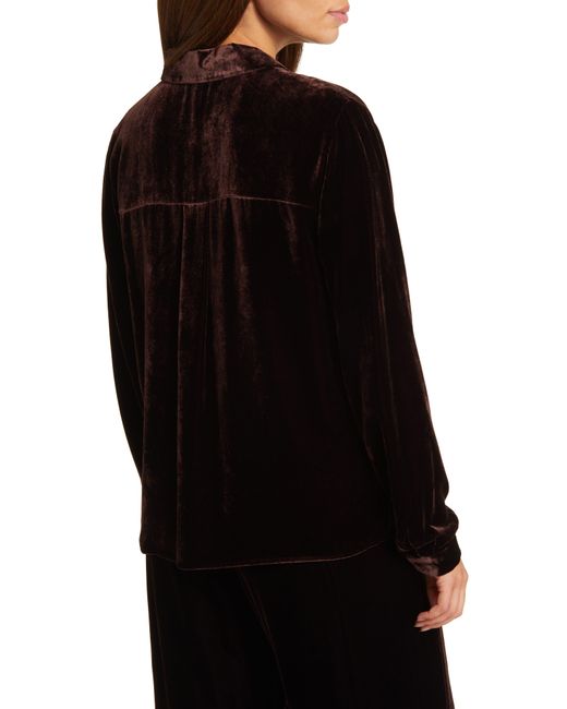 Eileen Fisher Black Classic Collar Easy Velvet Button-up Shirt