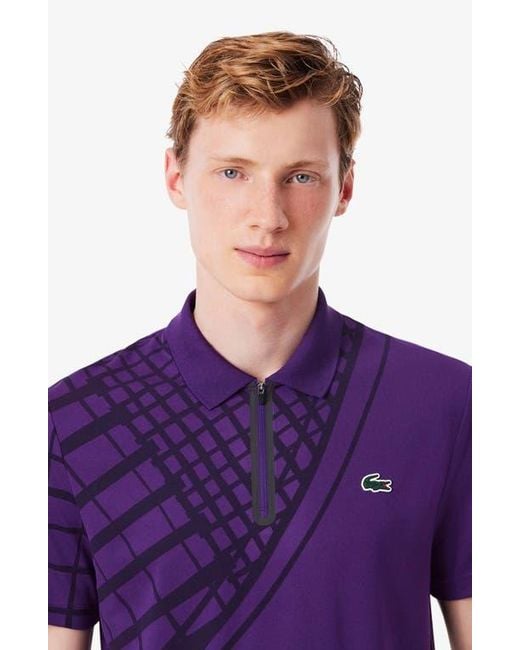 Lacoste Purple Half Zip Polo for men