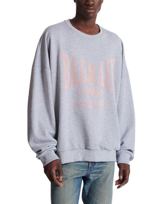 Balmain Blue Printed Cotton Sweatshirt for men