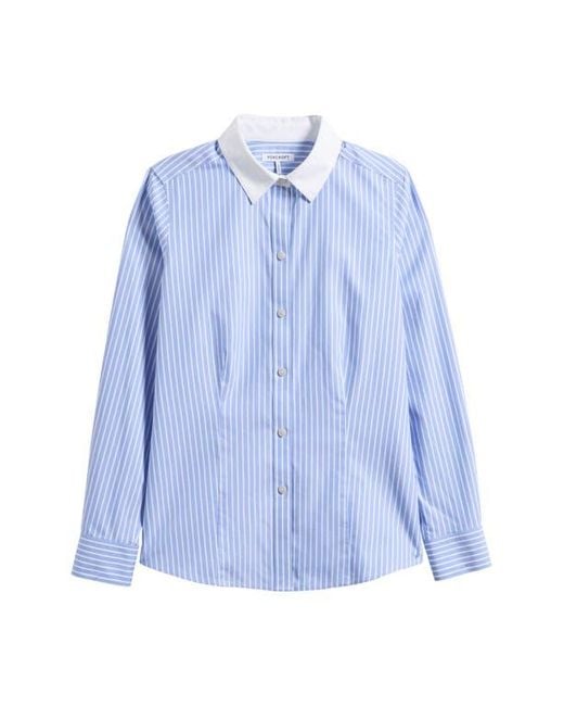 Foxcroft Blue Dianna Stripe Non-Iron Cotton Shirt