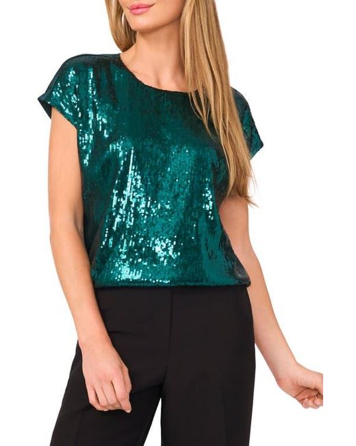 Halogen® Green Sequin Cap Sleeve Top