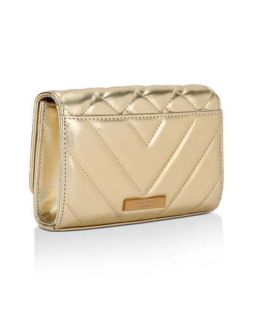Kurt Geiger Natural Extra Mini Kensington Quilted Leather Wallet On A Chain