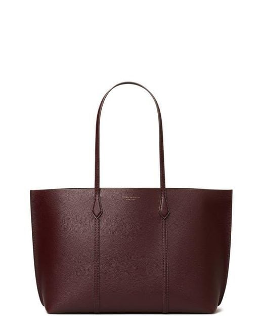 Tory Burch Purple Perry Triple Compartment Leather Tote
