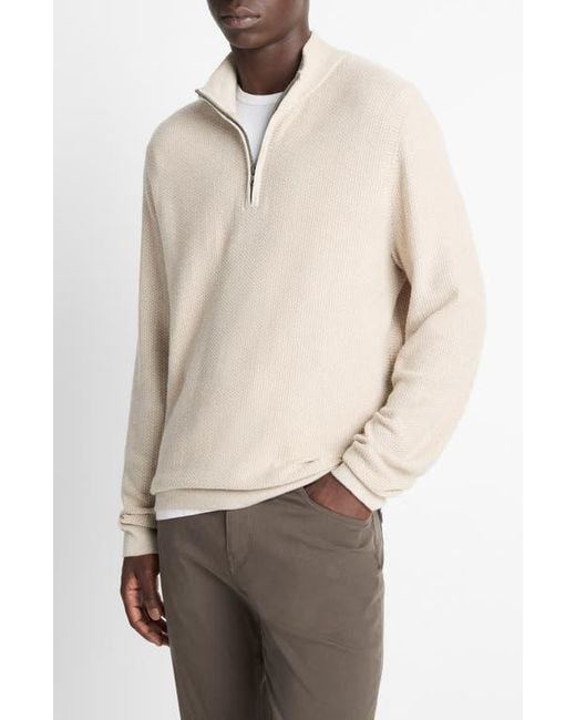 Vince Natural Geometric Jacquard Wool & Cashmere Quarter Zip Pullover for men