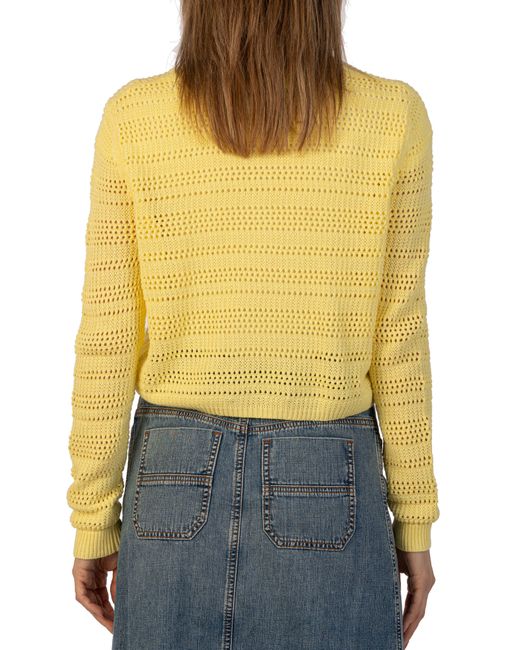 Kut From The Kloth Yellow Open Stitch Crop Sweater