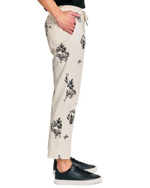 Con.struct Natural Slim Fit Skull Pleated Drawstring Pants for men
