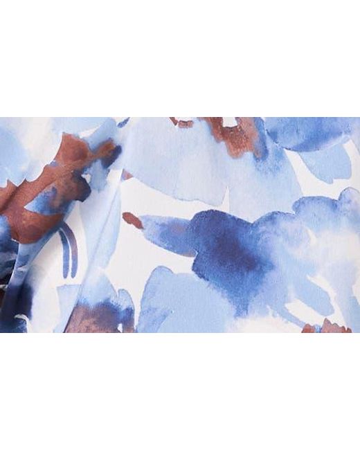 Halogen® Blue Printed Charmeuse Top