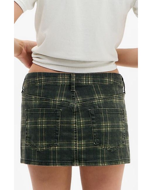 BDG Black Plaid Denim Ultra Miniskirt