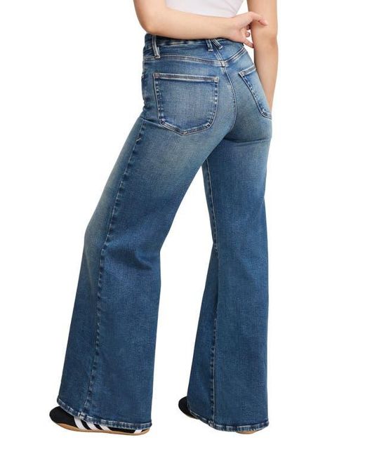 GOOD AMERICAN Blue Soft-Tech Good Petite Wide Leg Palazzo Jeans