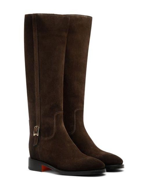 Santoni Brown Suede Riding Boot