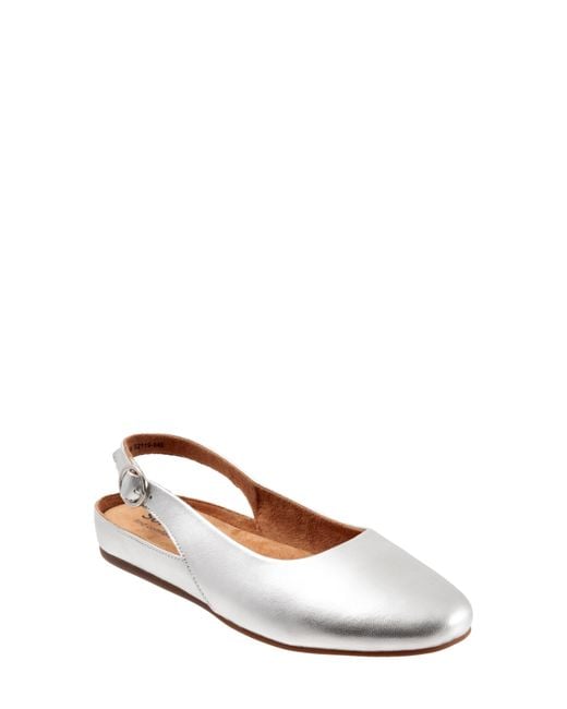 Softwalk® White Sandy Slingback Flat Sandal