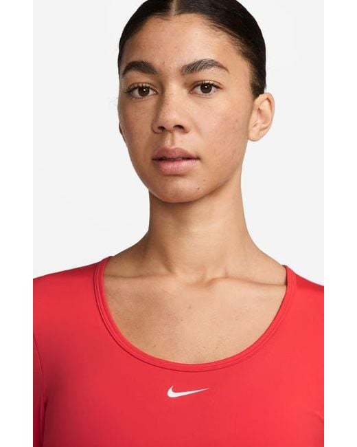 Nike Red Pro Dri-Fit Long Sleeve Crop T-Shirt