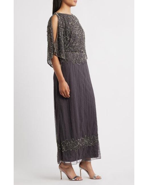 Pisarro Nights Black Beaded Cold Shoulder Gown