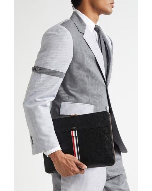 Thom Browne Black Small Rwb Leather Folio