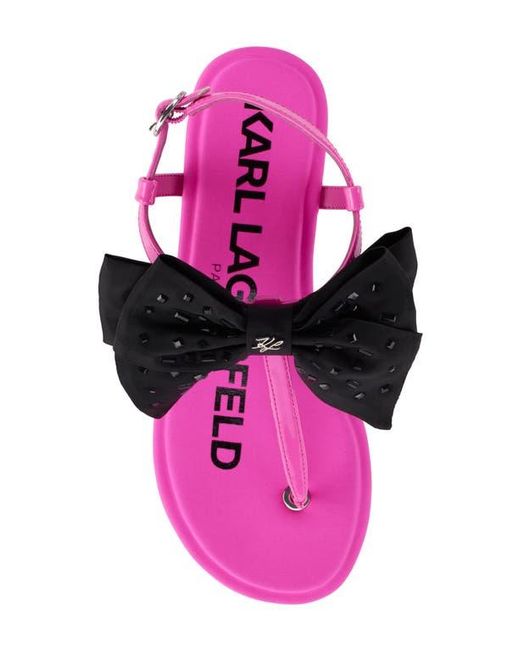 Karl Lagerfeld Pink Cristi Bow T-Strap Sandal