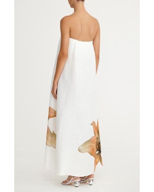 Significant Other Parisa Placed Floral Strapless Linen Maxi Dress | Lyst