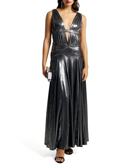 River Island Lic Plunge Neck Maxi Dress At Nordstrom in Gray Lyst