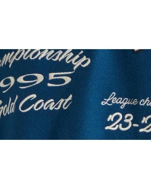 Amiri Blue Varsity Patch Wool Blend & Leather Jacket for men