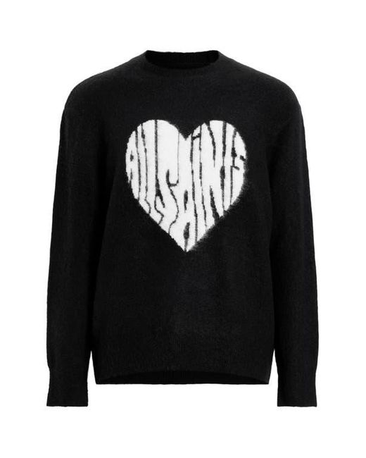 AllSaints Black Bubble Saints Crewneck Sweater for men