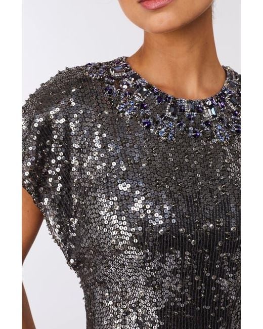 Jenny Packham Gray Odisha Sequinned Gown