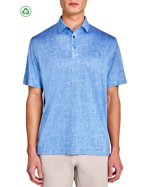 Con.struct Blue Regular Fit Chambray Recycled Performance Golf Polo for men
