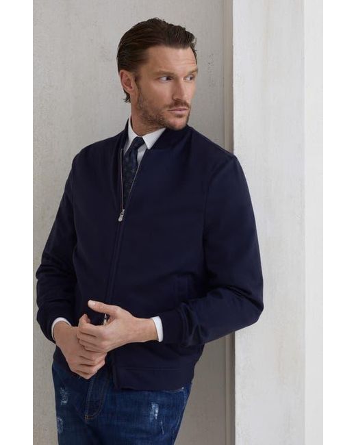 Brunello Cucinelli Blue Cashmere Bomber for men