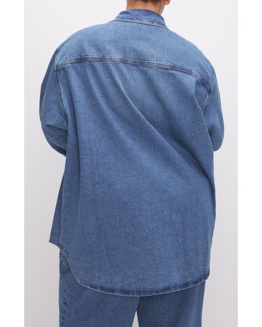 GOOD AMERICAN Blue Oversize Denim Button-up Shirt