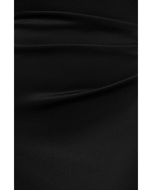 Xscape Evenings Black Ruffle Off The Shoulder Scuba Knit Gown