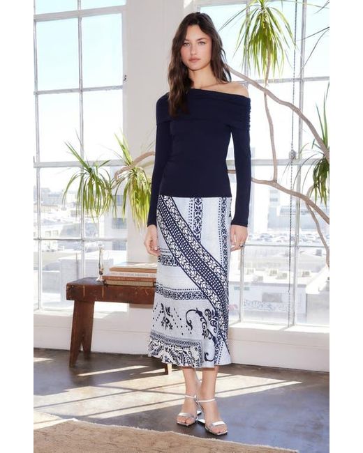 Fifteen Twenty Blue Mia Mix Midi Skirt
