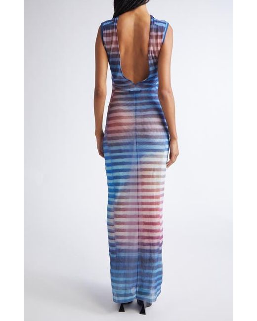 Jean Paul Gaultier Blue Air Print Mesh Body-Con Dress