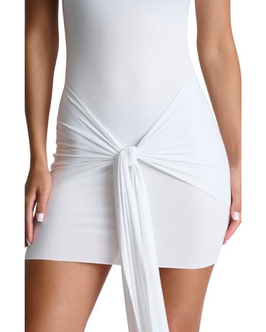 Naked Wardrobe White Cascade Detail Body-Con Minidress