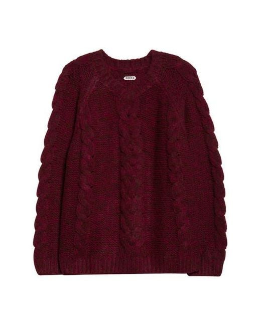 Bode Red Eiderdown Alpaca Blend Cable Sweater