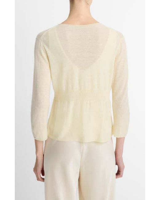Vince Natural One Button Wool Blend Cardigan
