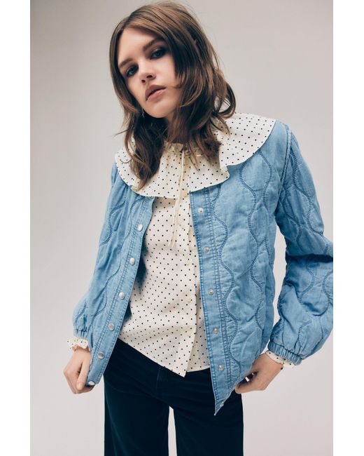 H&M Blue Quilted Denim Jacket