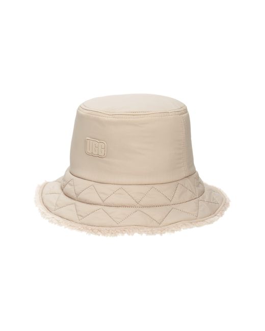 Ugg Natural ugg(r) Recycled Nylon & Faux Shearling Reversible Bucket Hat