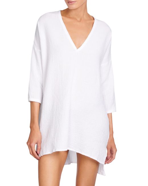 Robin Piccone Emily Cotton Cover-up Tunic in White | Lyst