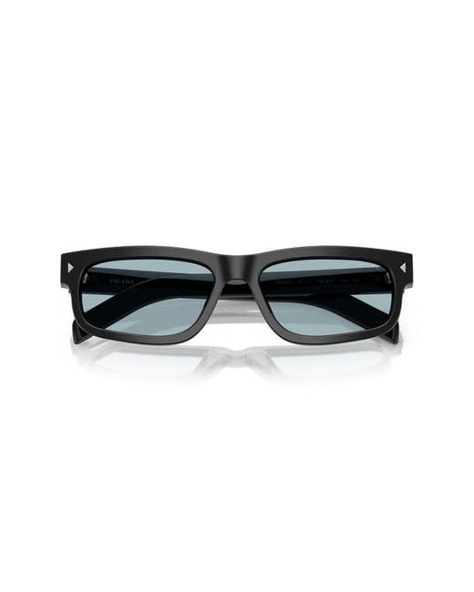 Prada Blue 57Mm Rectangular Optical Glasses for men