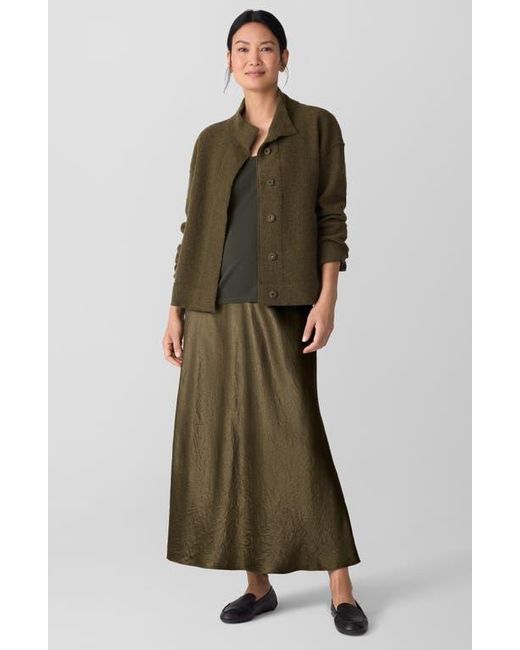 Eileen Fisher Green Boiled Wool Jacket
