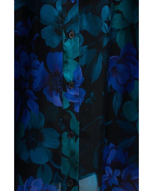 Julia Jordan Blue Floral Print Long Sleeve Shirtdress