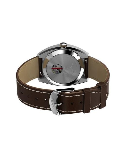 Timex Gray Marlin Automatic Leather Strap Watch, 39Mm for men