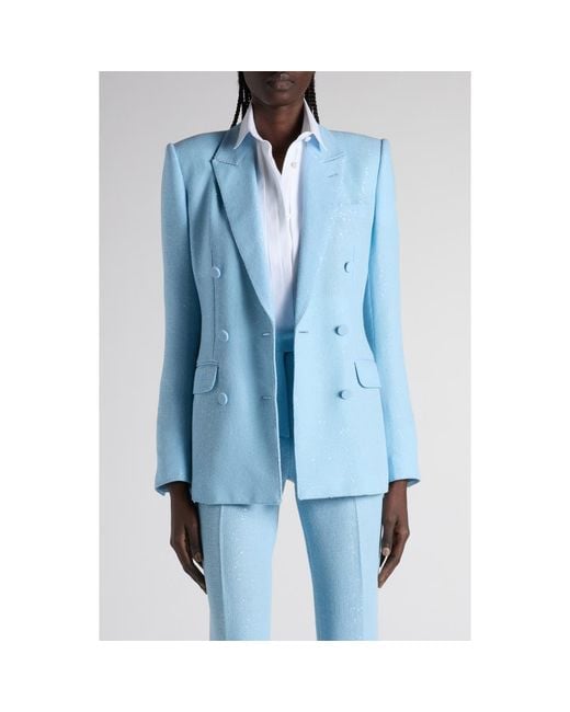 Tom Ford Blue Sequin Embellished Double Breasted Jacket